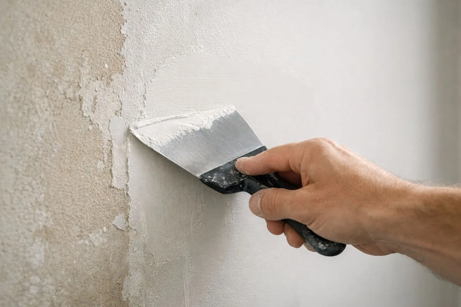 Spackling av vägg innan tapetsering